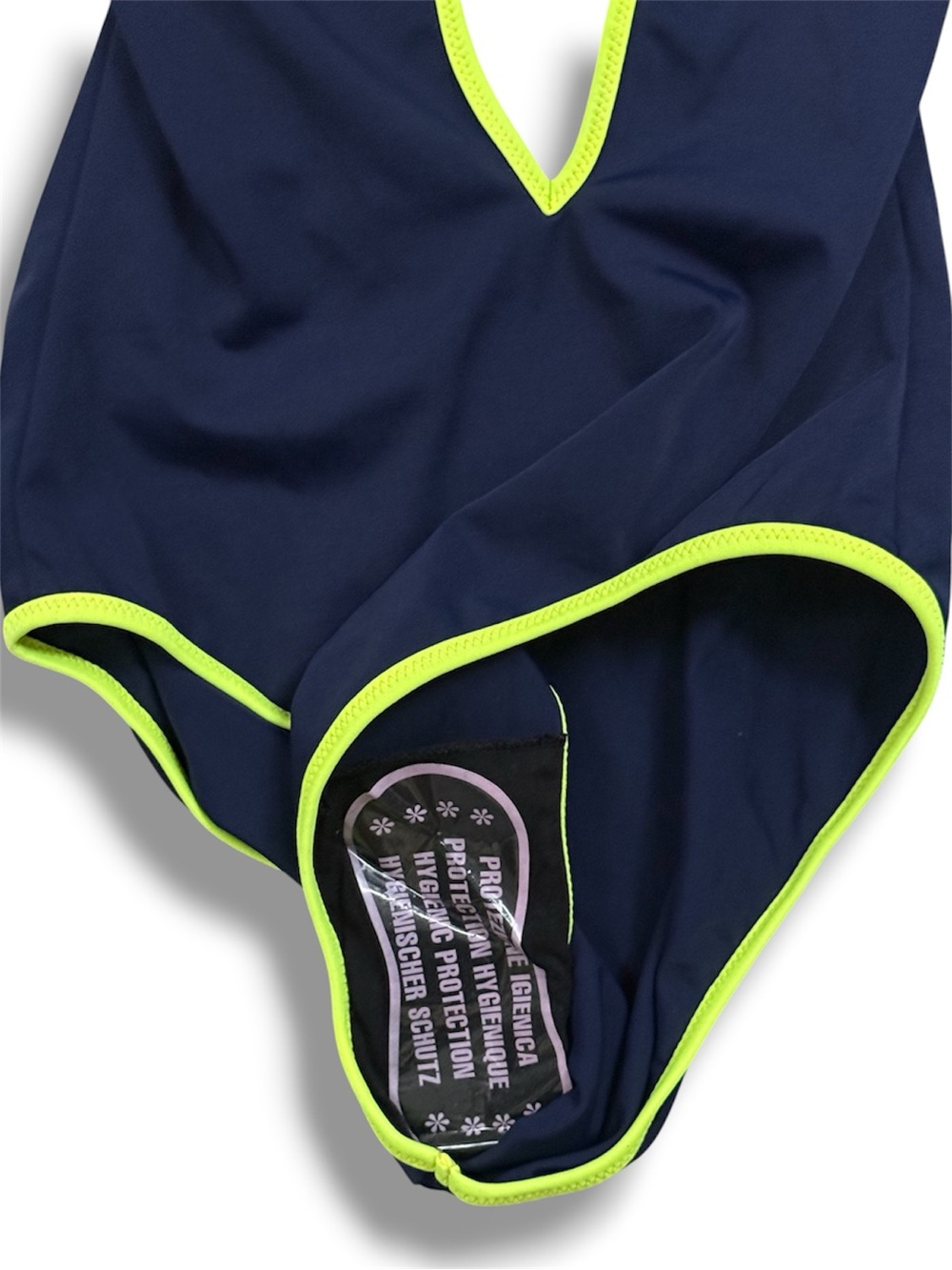 Burberry Navy One-Piece Swimsuit with Neon Lime Trim. Brand New with Tags. - Picture 4 of 4
